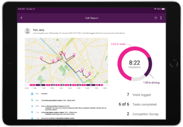Skynamo Call Report Tablet Horizontal View