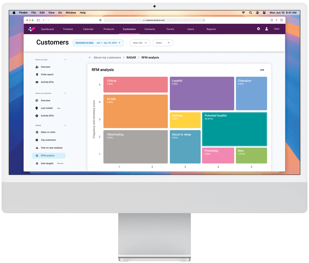 Skynamo Mobile Sales App - Customer - RFM Analysis