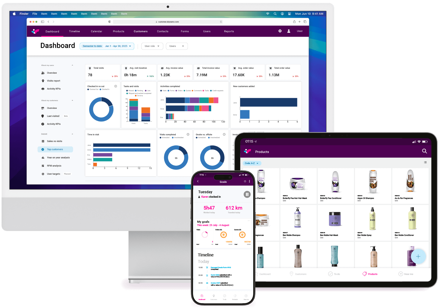 Skynamo Mobile Sales App for reps in the field and managers of team